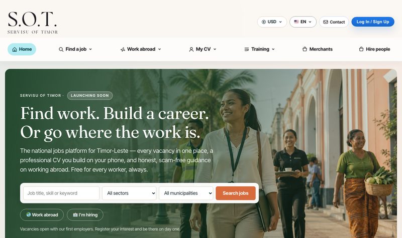 Servisu of Timor homepage