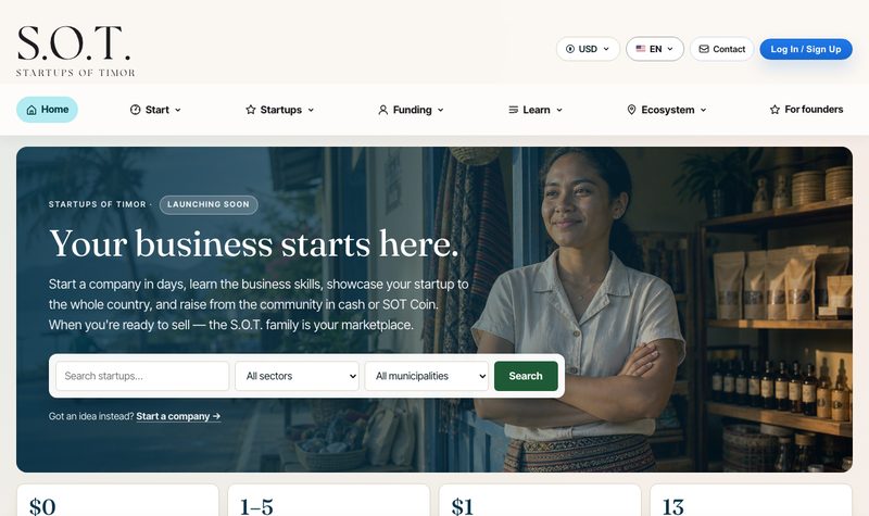 Startups of Timor homepage